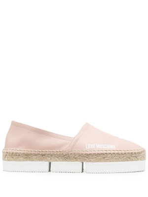 

Logo-print leather espadrilles, Love Moschino Logo-print leather espadrilles