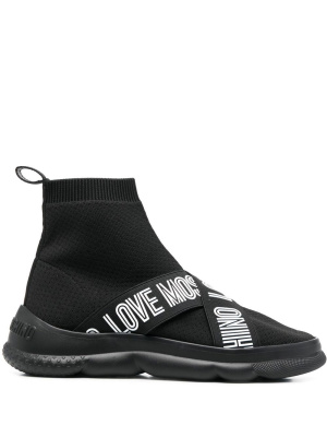 

Logo-strap high-top sneakers, Love Moschino Logo-strap high-top sneakers