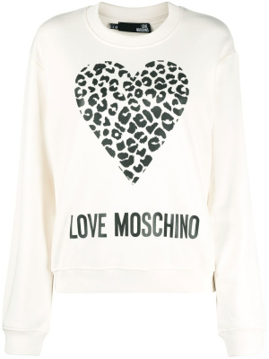

Heart-print cotton sweatshirt, Love Moschino Heart-print cotton sweatshirt