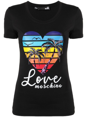 

Bead-embellished logo-print T-shirt, Love Moschino Bead-embellished logo-print T-shirt