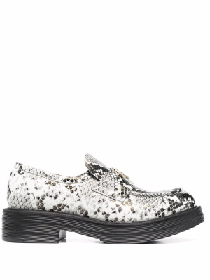 

Logo-plaque snake-print loafers, Love Moschino Logo-plaque snake-print loafers