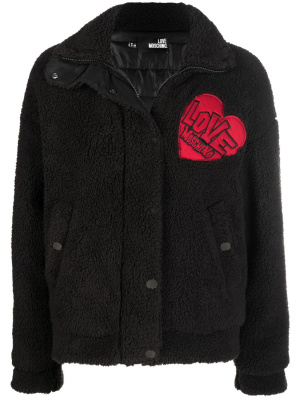 

Logo-patch funnel neck jacket, Love Moschino Logo-patch funnel neck jacket