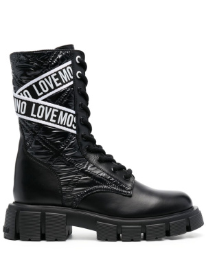 

Logo-tape lace-up boots, Love Moschino Logo-tape lace-up boots