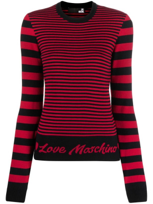 

Intarsia-logo striped jumper, Love Moschino Intarsia-logo striped jumper