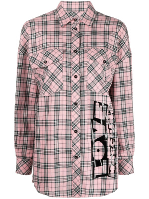 

Logo-print checked shirt, Love Moschino Logo-print checked shirt