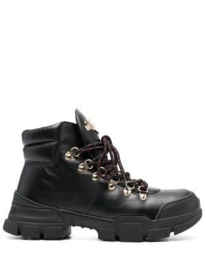 

Logo-plaque lace-up ankle boots, Love Moschino Logo-plaque lace-up ankle boots
