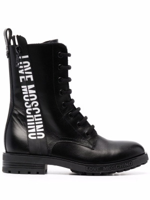 

Logo-tape ankle boots, Love Moschino Logo-tape ankle boots