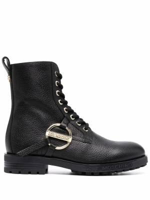 

Logo-plaque lace-up boots, Love Moschino Logo-plaque lace-up boots