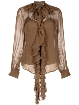 

Ruffle-front blouse, Ralph Lauren Collection Ruffle-front blouse