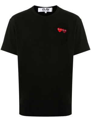 

Double heart appliquéd T-shirt, Comme Des Garçons Play Double heart appliquéd T-shirt