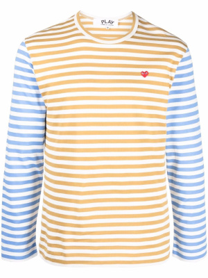 

Logo-embroidered stripe-print T-shirt, Comme Des Garçons Play Logo-embroidered stripe-print T-shirt