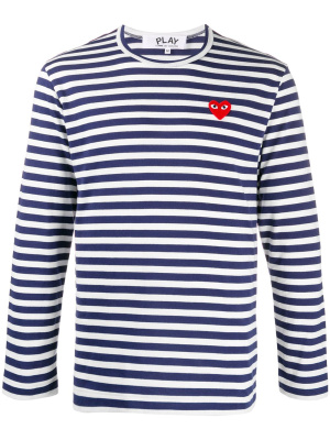 

Heart appliqué striped T-shirt, Comme Des Garçons Play Heart appliqué striped T-shirt