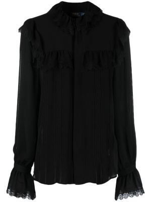 

Lace-trim ruffled silk blouse, Polo Ralph Lauren Lace-trim ruffled silk blouse