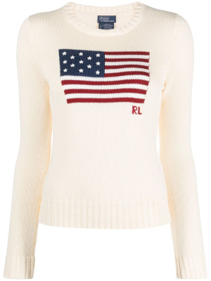 

Flag-intarsia cotton jumper, Polo Ralph Lauren Flag-intarsia cotton jumper