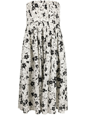 

Floral-print strapless linen dress, Polo Ralph Lauren Floral-print strapless linen dress