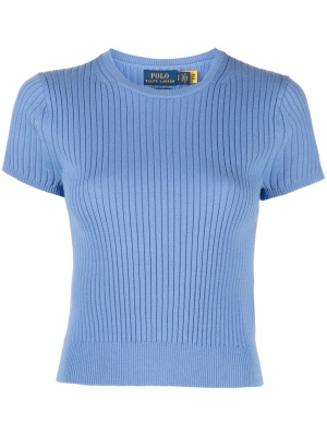 

Short-sleeved rib knit top, Polo Ralph Lauren Short-sleeved rib knit top
