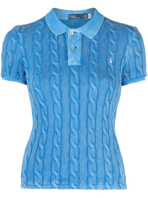

Cable-knit cotton polo shirt, Polo Ralph Lauren Cable-knit cotton polo shirt
