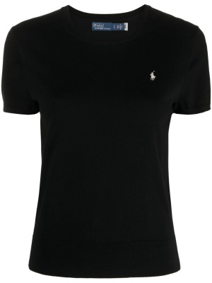 

Logo-embroidered knitted T-shirt, Polo Ralph Lauren Logo-embroidered knitted T-shirt