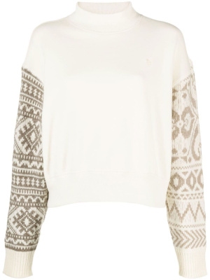 

Knitted-sleeves mock-neck sweatshirt, Polo Ralph Lauren Knitted-sleeves mock-neck sweatshirt