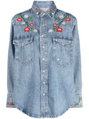 

Floral-embroidered denim shirt, Polo Ralph Lauren Floral-embroidered denim shirt