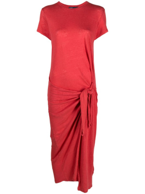 

Knot detail gathered T-shirt dress, Polo Ralph Lauren Knot detail gathered T-shirt dress