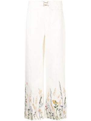 

Floral-hem wide-leg trousers, Polo Ralph Lauren Floral-hem wide-leg trousers