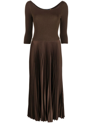 

Wool pleated-skirt midi dress, Polo Ralph Lauren Wool pleated-skirt midi dress