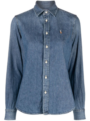 

Embroidered-logo denim shirt, Polo Ralph Lauren Embroidered-logo denim shirt