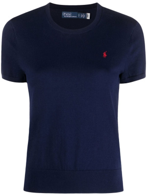 

Logo-embroidered knitted T-shirt, Polo Ralph Lauren Logo-embroidered knitted T-shirt