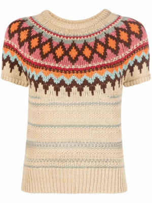 

Jacquard-knit short-sleeve sweater, Polo Ralph Lauren Jacquard-knit short-sleeve sweater