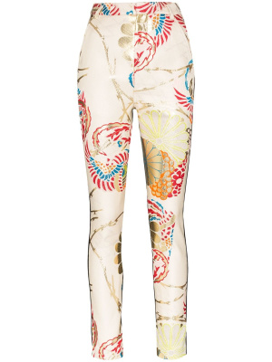 

Panelled floral-embroidered slim-leg trousers, Haider Ackermann Panelled floral-embroidered slim-leg trousers