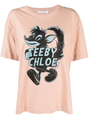 

Graphic-print cotton T-shirt, See by Chloé Graphic-print cotton T-shirt
