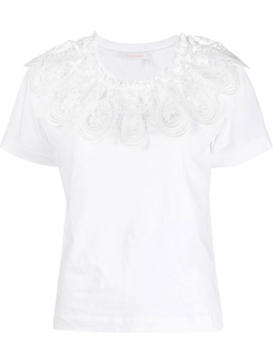 

Lace-collar short-sleeve T-shirt, See by Chloé Lace-collar short-sleeve T-shirt