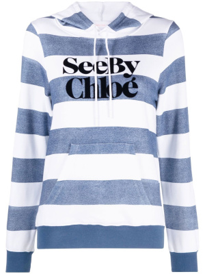 

Striped logo-print hoodie, See by Chloé Striped logo-print hoodie