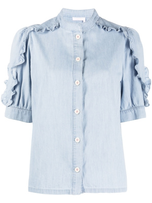 

Ruffle-detail chambray blouse, See by Chloé Ruffle-detail chambray blouse
