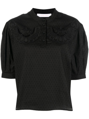 

Broderie-anglaise puff-sleeve shirt, See by Chloé Broderie-anglaise puff-sleeve shirt