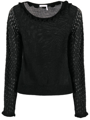 

Scalloped fine-knit top, See by Chloé Scalloped fine-knit top