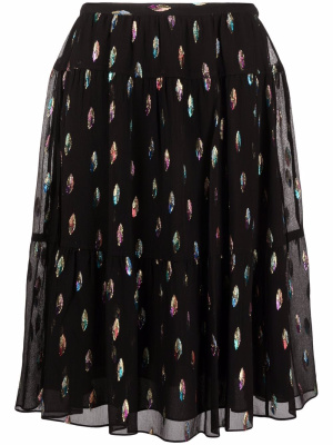 

Feather-print midi skirt, See by Chloé Feather-print midi skirt