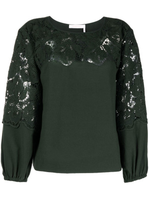 

Lace-panel long-sleeve blouse, See by Chloé Lace-panel long-sleeve blouse