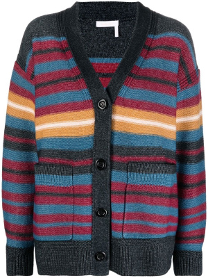 

Stripe-print V-neck cardigan, See by Chloé Stripe-print V-neck cardigan