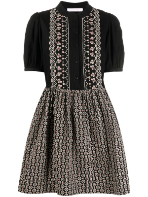 

Floral-embroidered cotton mini dress, See by Chloé Floral-embroidered cotton mini dress
