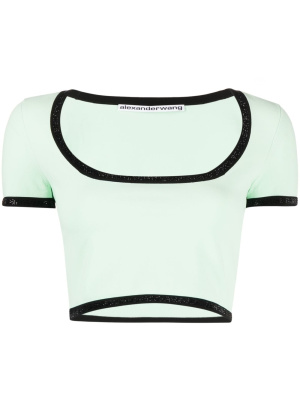

Contrasting-border cropped T-shirt, Alexander Wang Contrasting-border cropped T-shirt