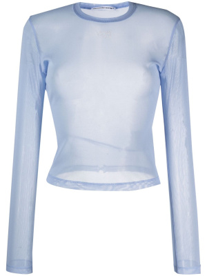 

Crystal-embellished mesh logo top, Alexander Wang Crystal-embellished mesh logo top