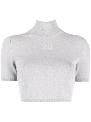 

High-neck cropped knitted top, Alexander Wang High-neck cropped knitted top