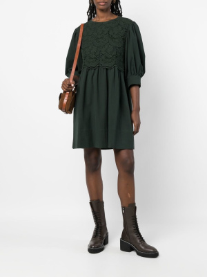 

Floral-lace panel mini dress, See by Chloé Floral-lace panel mini dress