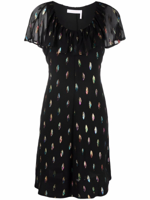 

Feather-print empire dress, See by Chloé Feather-print empire dress