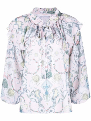 

Baroque-print ruffled blouse, See by Chloé Baroque-print ruffled blouse