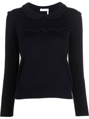 

Frilled yoke wool-blend jumper, See by Chloé Frilled yoke wool-blend jumper