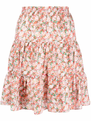 

Floral-print tiered silk skirt, See by Chloé Floral-print tiered silk skirt