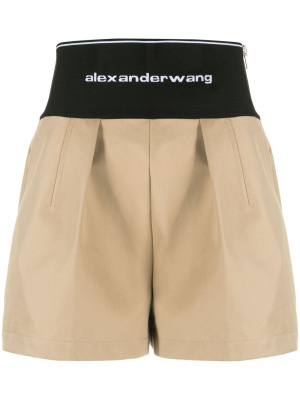 

Logo-waist pleated shorts, Alexander Wang Logo-waist pleated shorts